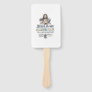 Jesus Beauty Salon Hairstylist T-Shirt Inspiration Hand Fan