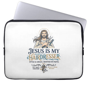 Jesus Beauty Salon Hairstylist T-Shirt Inspiration Laptop Sleeve