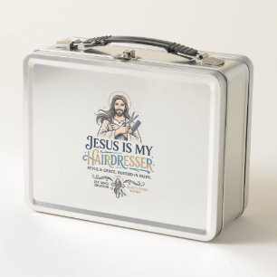 Jesus Beauty Salon Hairstylist T-Shirt Inspiration Metal Lunch Box