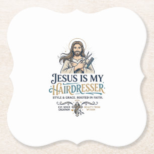 Jesus Beauty Salon Hairstylist T-Shirt Inspiration Paper Coaster