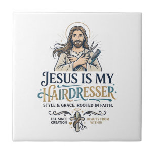 Jesus Beauty Salon Hairstylist T-Shirt Inspiration Tile
