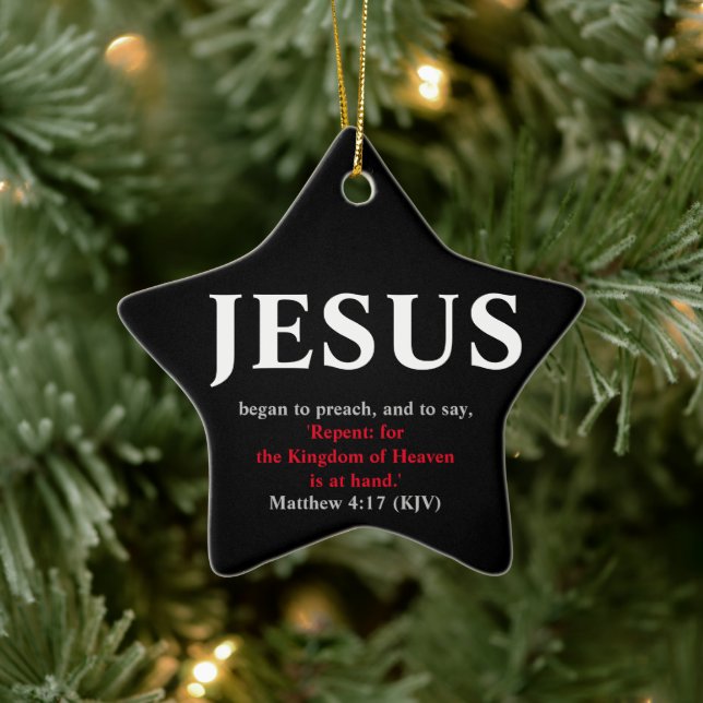 Jesus Began To Preach. Matthew 4:17 Star Ceramic Tree Decoration (Tree)