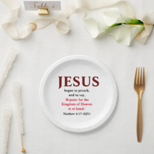 Jesus Began To Preach. Matthew 4:17 Tiny Paper Plate