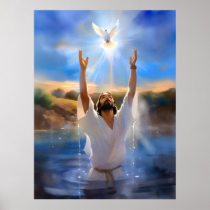 Jesus Being Baptised In Jordan River Poster