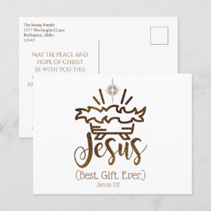 JESUS BEST GIFT EVER Christmas Nativity Scripture Holiday Postcard