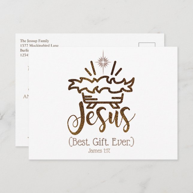 JESUS BEST GIFT EVER Christmas Nativity Scripture Holiday Postcard (Front/Back)