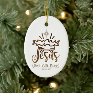 JESUS BEST GIFT EVER Nativity Star Christmas Ceramic Tree Decoration