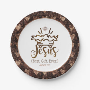JESUS BEST GIFT Nativity Star Scripture Christmas  Paper Plate