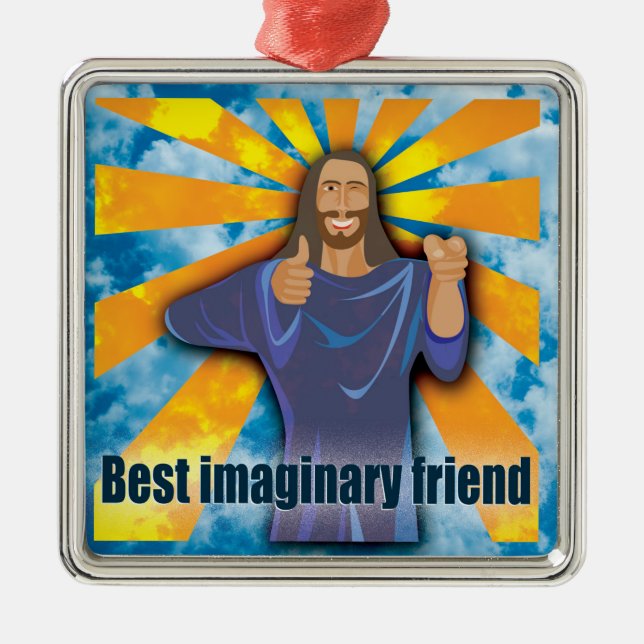 Jesus Best Imaginary Friend humourous and atheist Metal Tree Decoration (Front)