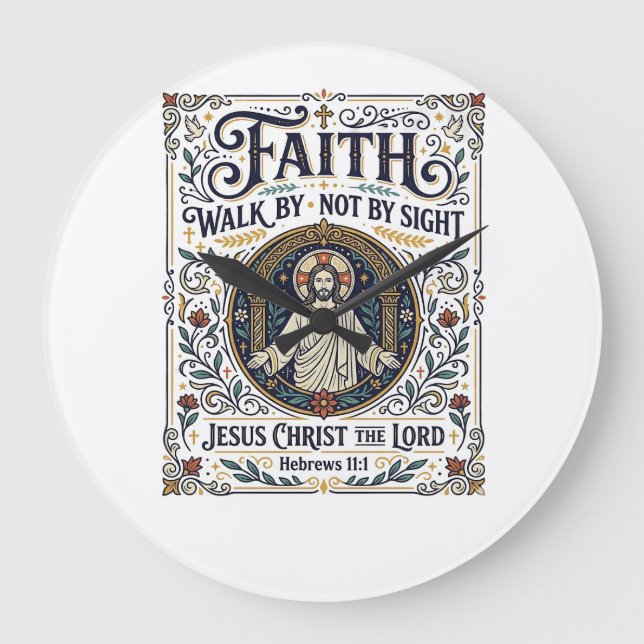 Jesus Bible Journalling Scripture Art Shirt Christ Large Clock (Front)
