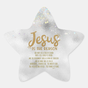 Jesus, Bible Verse Joyful Christmas Star Sticker