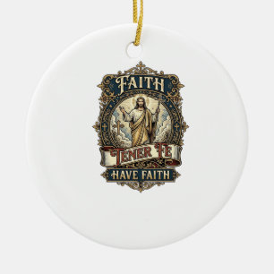 Jesus Bilingual Multicultural Families Shirt Faith Ceramic Tree Decoration