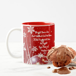 Jesus Birth ChristmasRed/White Mug Art Two-Tone Coffee Mug