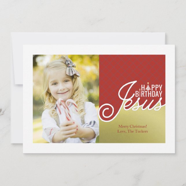 Jesus Birthday Religious Christmas Photo Holiday Card (Front)