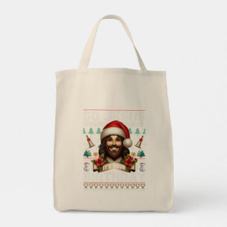 Jesus Birthday Ugly Sweater Knitting Religious Tote Bag