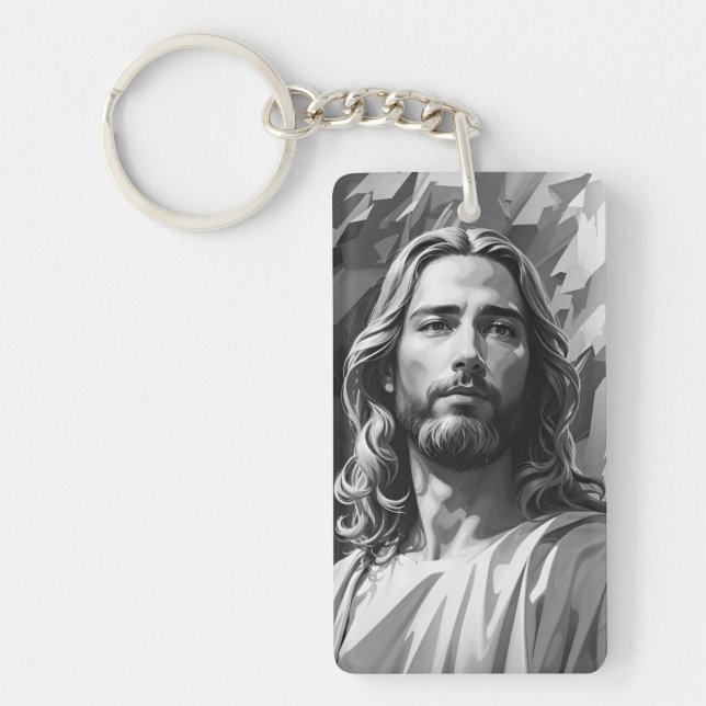 Jesus Black and White Keychain (Front)