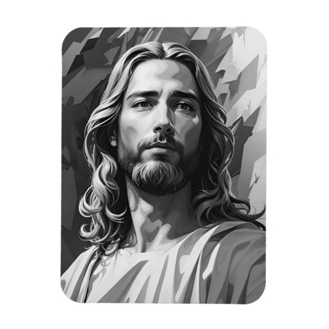 Jesus Black and White Magnet (Vertical)