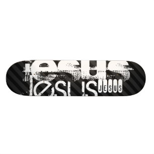 Jesus; Black & Dark Grey Stripes Skateboard