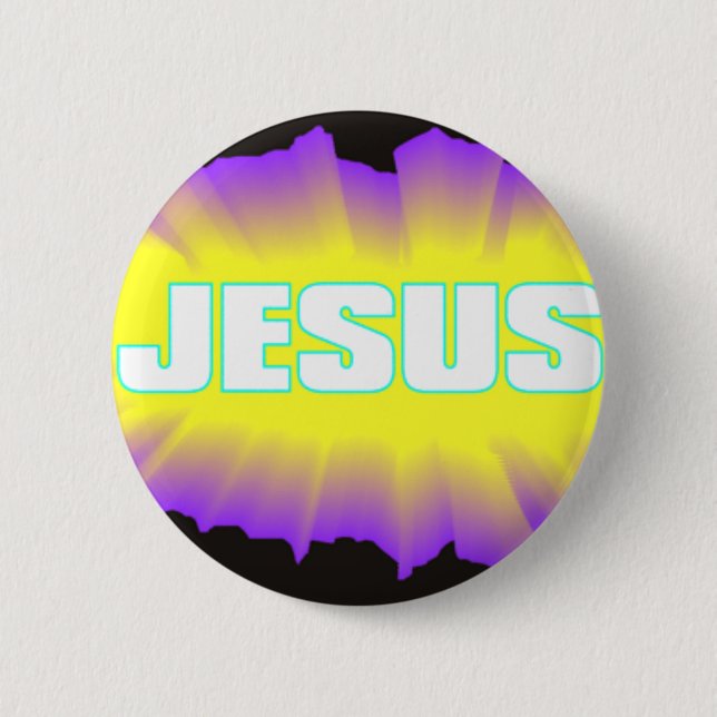Jesus Black & Purple 6 Cm Round Badge (Front)