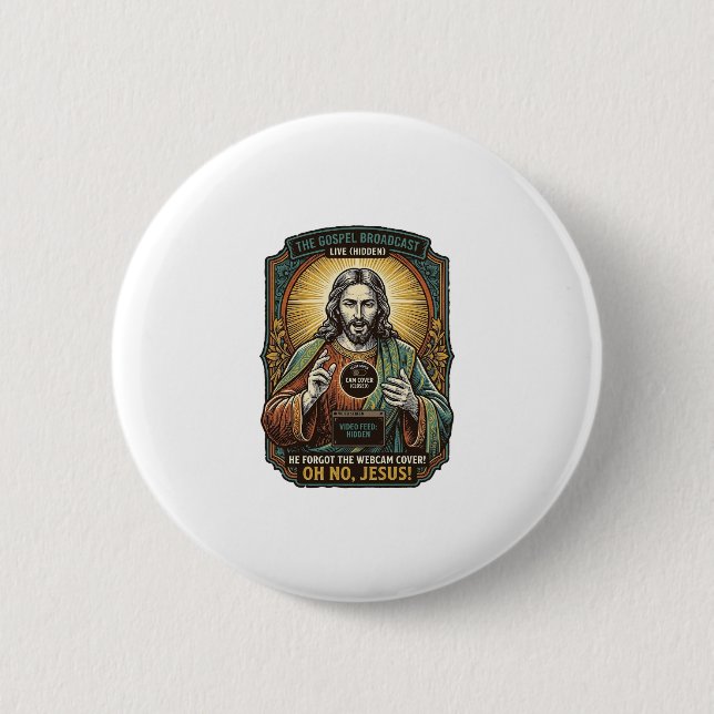 Jesus Black Screen Forgotten Webcam Cover Virtual  6 Cm Round Badge (Front)