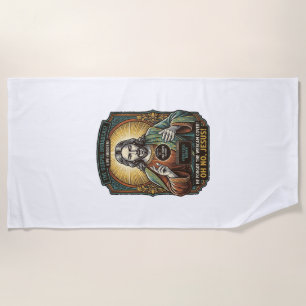 Jesus Black Screen Forgotten Webcam Cover Virtual Beach Towel