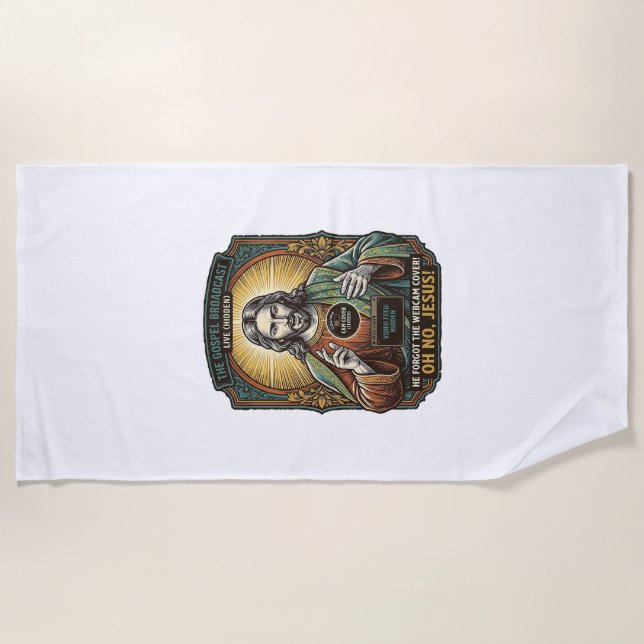 Jesus Black Screen Forgotten Webcam Cover Virtual  Beach Towel (Front)