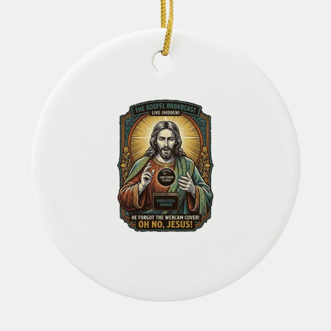 Jesus Black Screen Forgotten Webcam Cover Virtual  Ceramic Tree Decoration (Front)