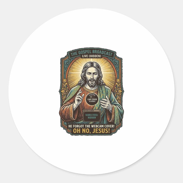Jesus Black Screen Forgotten Webcam Cover Virtual  Classic Round Sticker (Front)