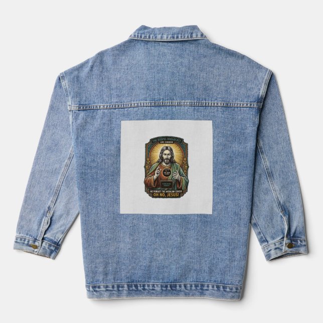 Jesus Black Screen Forgotten Webcam Cover Virtual  Denim Jacket (Back)
