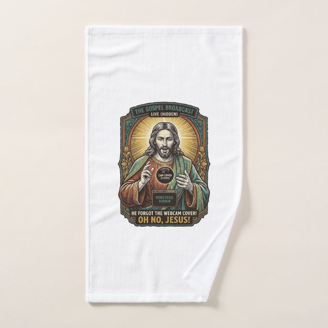 Jesus Black Screen Forgotten Webcam Cover Virtual  Hand Towel (Hand Towel)