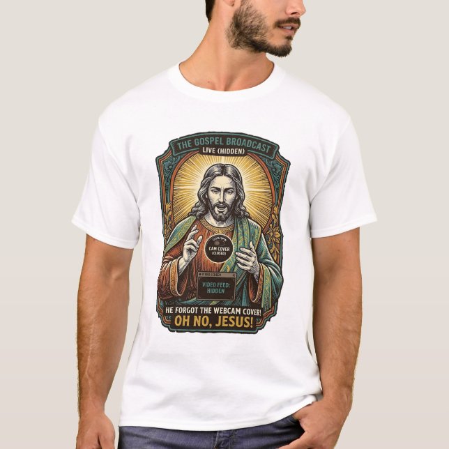 Jesus Black Screen Forgotten Webcam Cover Virtual  T-Shirt (Front)