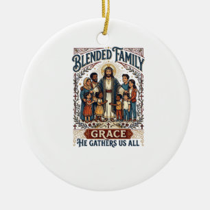 Jesus Blended Family Stepfamily Shirt Christian Gr Ceramic Tree Decoration