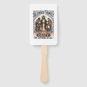 Jesus Blended Family Stepfamily Shirt Christian Gr Hand Fan