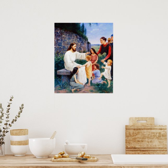 Jesus Blesses The Children Elin Danielson-Gambogi  Poster (Kitchen)