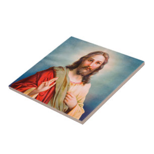 Jesus Blessing Divine Mercy Catholic Home Decor Tile