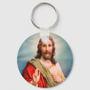 Jesus Blessing Divine Mercy Catholic Key Ring