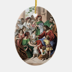 Jesus blessing little children painting ornament
