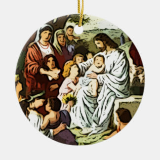 Jesus blessing the children ceramic tree decoration