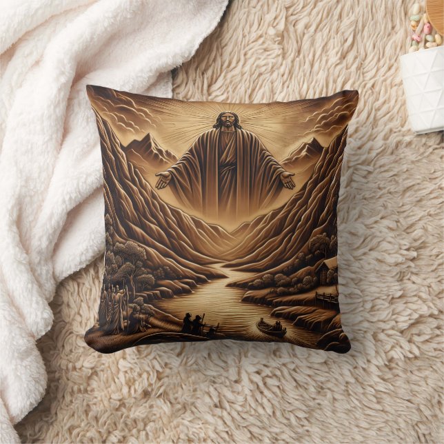 Jesus Blessing Valley at Dusk Cushion (Blanket)