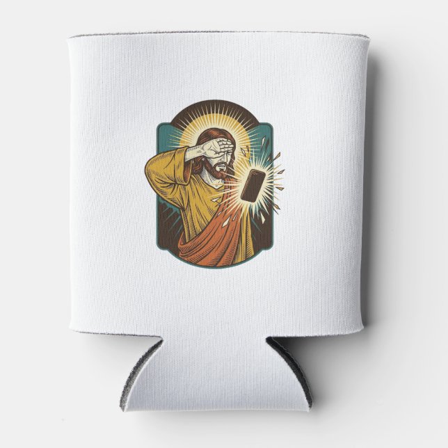 Jesus Blinding Max Phone Brightness Midnight Scrol Can Cooler (Front)