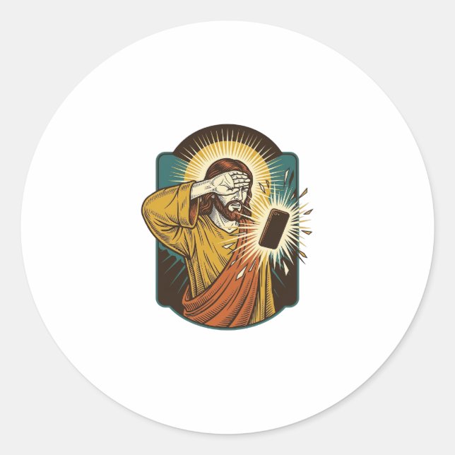 Jesus Blinding Max Phone Brightness Midnight Scrol Classic Round Sticker (Front)