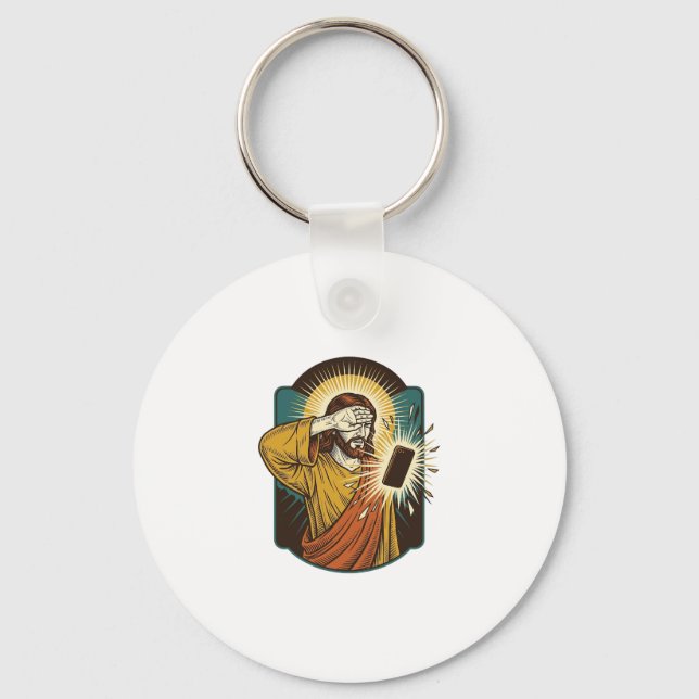 Jesus Blinding Max Phone Brightness Midnight Scrol Key Ring (Front)