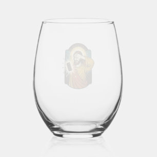 Jesus Blinding Max Phone Brightness Midnight Scrol Stemless Wine Glass