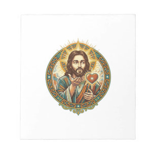 Jesus Blowing Kiss Red Heart Like Button Humor_1 Notepad