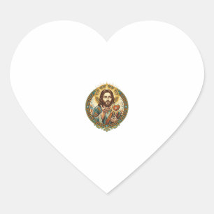 Jesus Blowing Kiss Red Heart Like Button Humor_1 Sticker