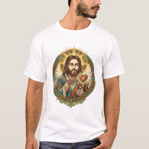 Jesus Blowing Kiss Red Heart Like Button Humor_1 T-Shirt