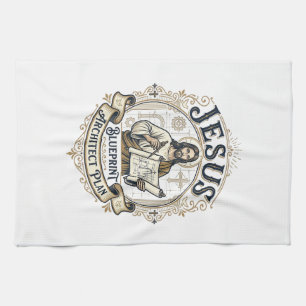 Jesus Blueprint Architect Plan Jesus Blueprint Arc Tea Towel