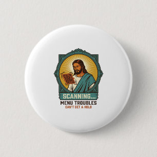 Jesus Blurry QR Code Wont Scan Menu Tech Humor_1 6 Cm Round Badge