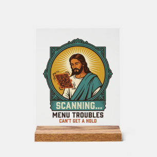 Jesus Blurry QR Code Wont Scan Menu Tech Humor_1 Acrylic Sign