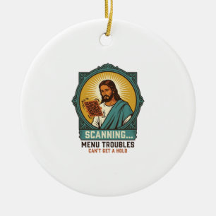 Jesus Blurry QR Code Wont Scan Menu Tech Humor_1 Ceramic Tree Decoration